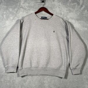 Polo Ralph Lauren Sweater Mens Large Gray Crewneck Pullover Logo Cotton Blend*